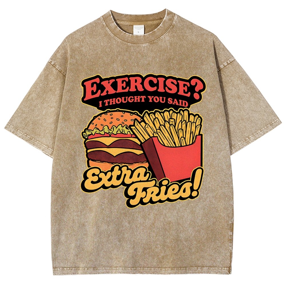 Burger Fries Exercise Vintage Distressed T-shirt