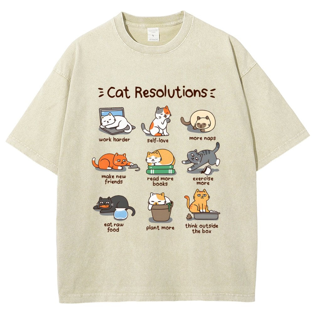 Cat Resolutions Vintage Distressed T-shirt