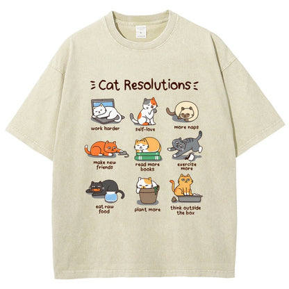 Cat Resolutions Vintage Distressed T-shirt