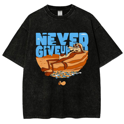 Never Give Up Vintage Distressed T-shirt