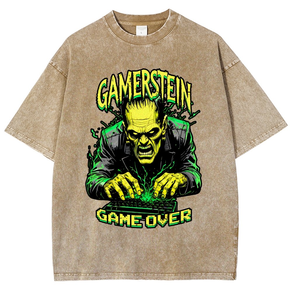 Gamerstein Game Over Funny Halloween Vintage Distressed T-shirt