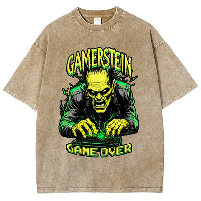Gamerstein Game Over Funny Halloween Vintage Distressed T-shirt