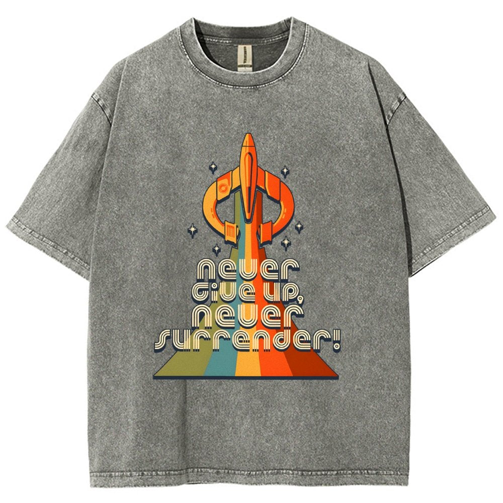 Retro Quest Never give up, never surrender! Vintage Distressed T-shirt