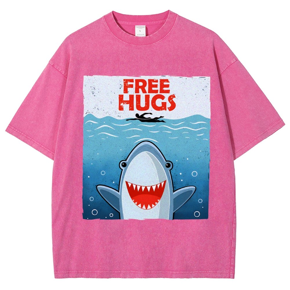 Free Shark Hugs Vintage Distressed T-shirt