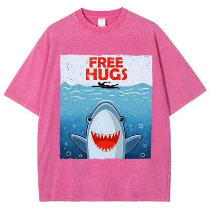 Free Shark Hugs Vintage Distressed T-shirt