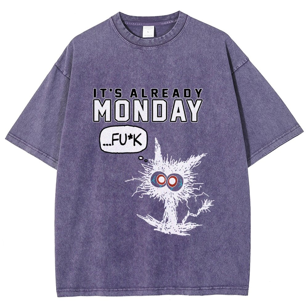 Monday Funny Cat Vintage Distressed T-shirt