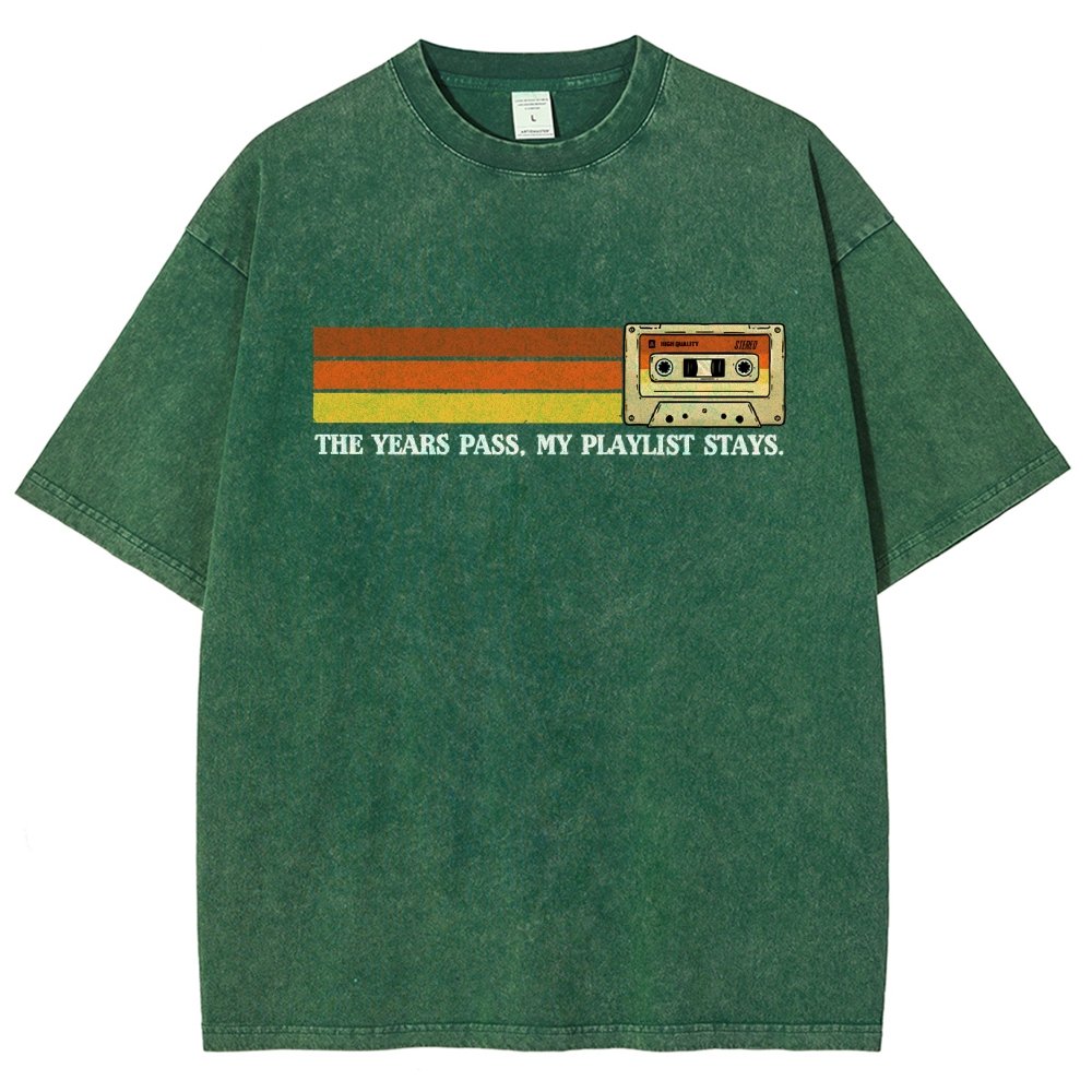 The Years Pass My Playlist Stays Vintage Distressed T-shirt