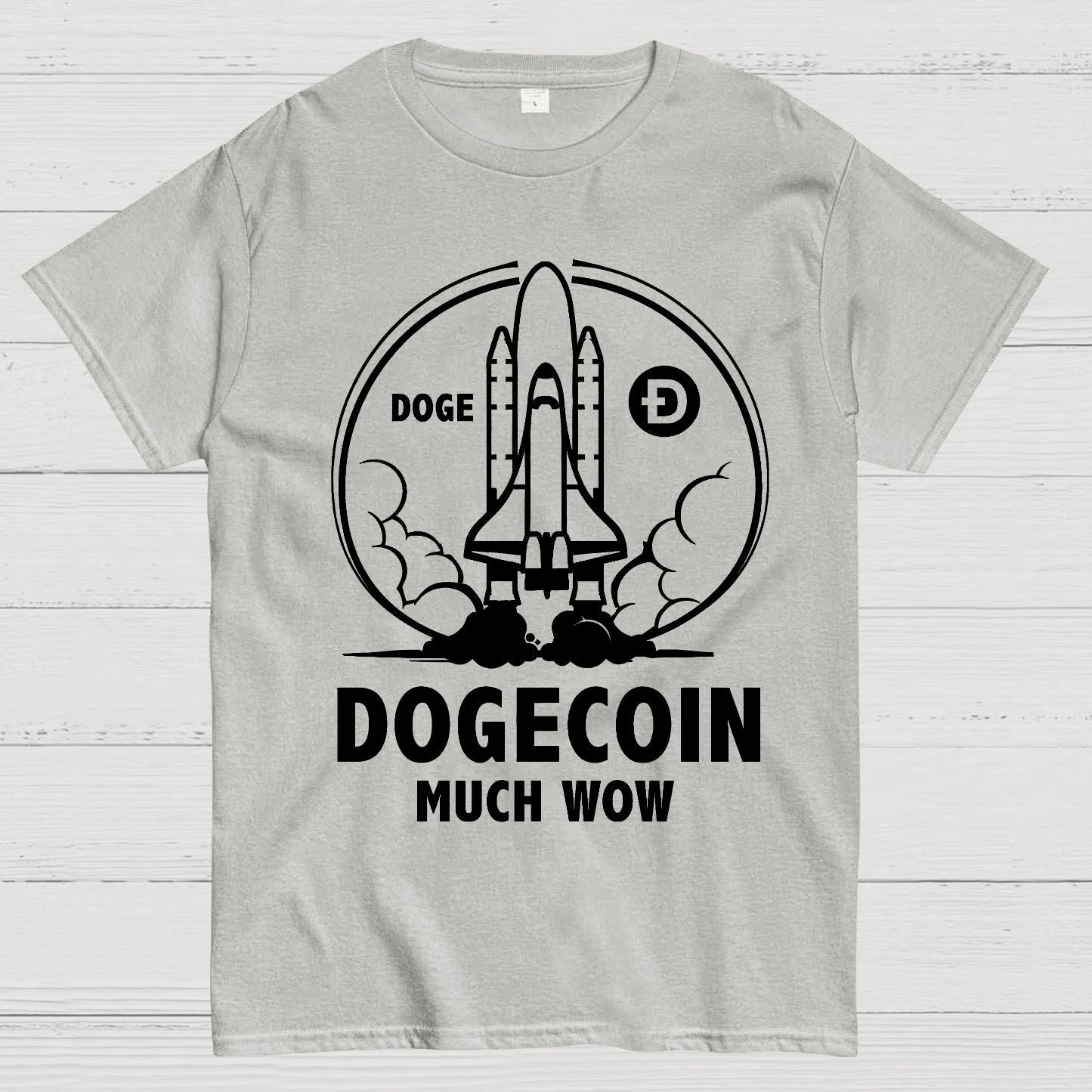 Dogecoin Rocket Ship Much Wow Meme Joke Funny Crypto Currency Elon Musk DOGE Geek T-Shirt
