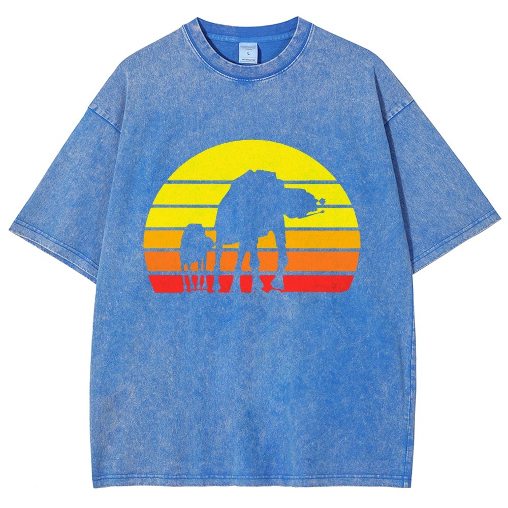 Sunset Stroll Mechanical Marvels Vintage Distressed T-shirt