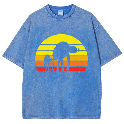 Sunset Stroll Mechanical Marvels Vintage Distressed T-shirt