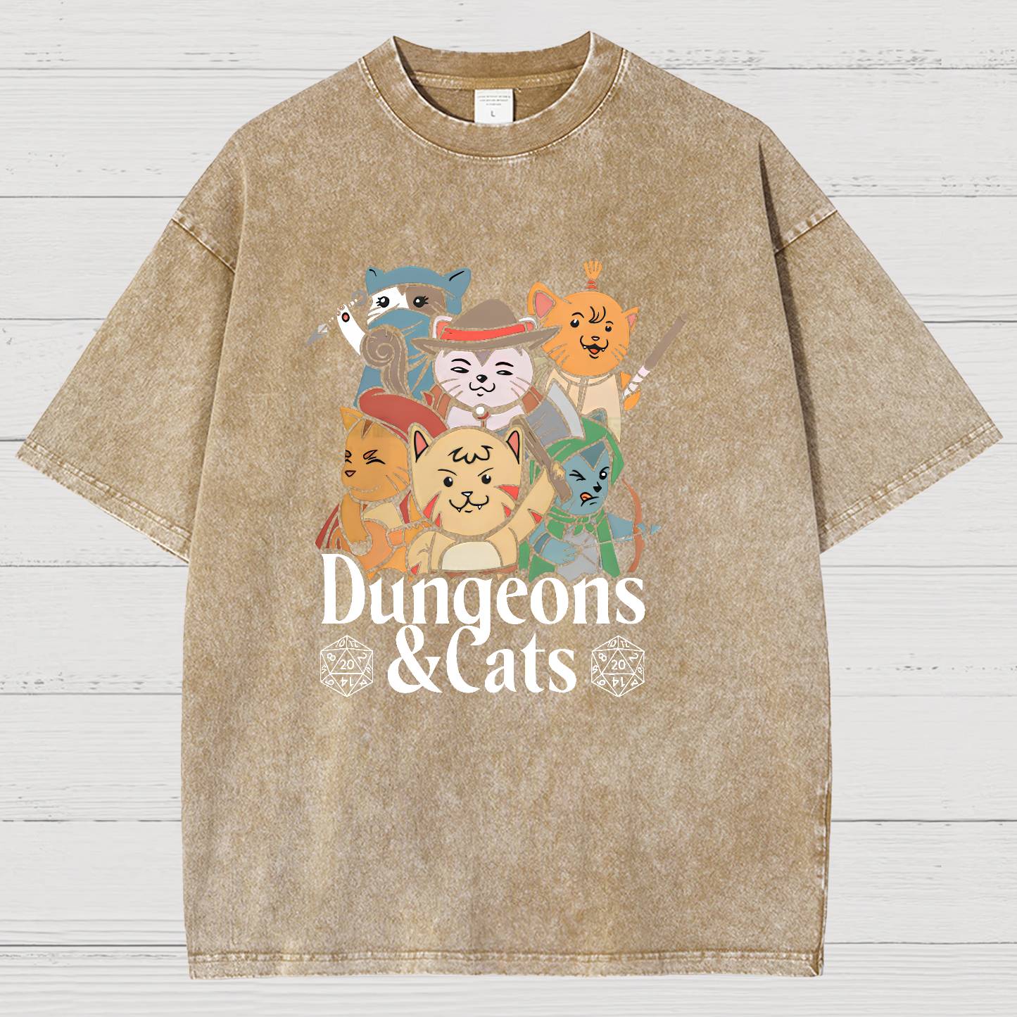 Dungeons and Cats Vintage Distressed T-shirt