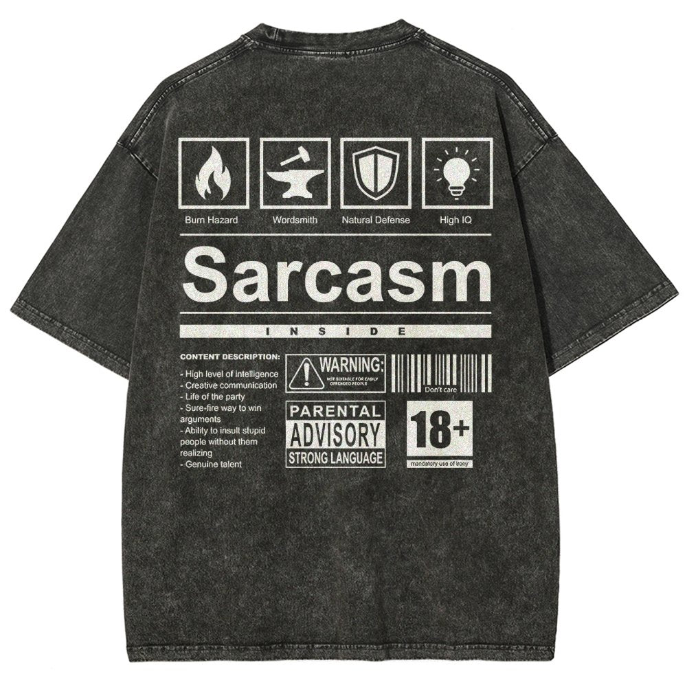 Sarcasm Label Washed T-Shirt