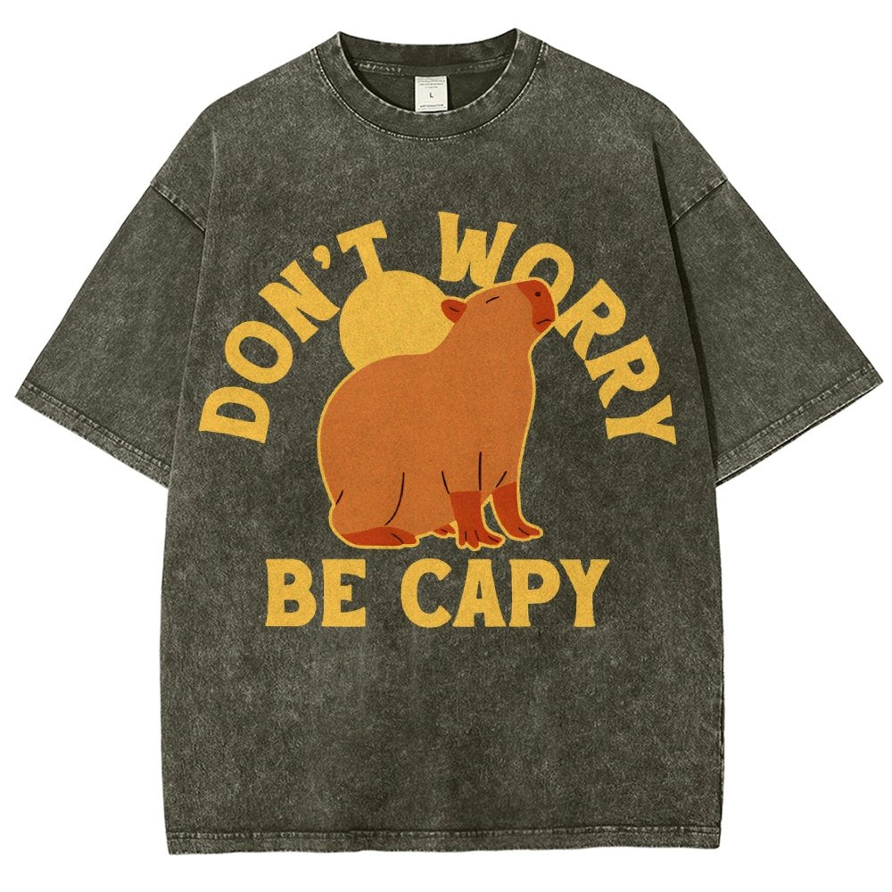 Don't Worry Be Capy Vintage Distressed T-shirt
