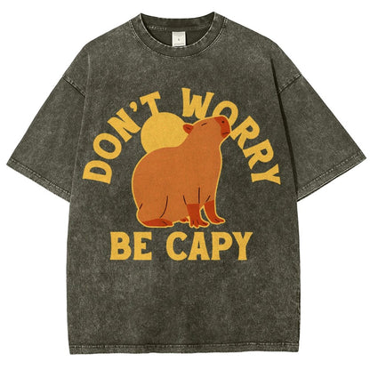 Don't Worry Be Capy Vintage Distressed T-shirt
