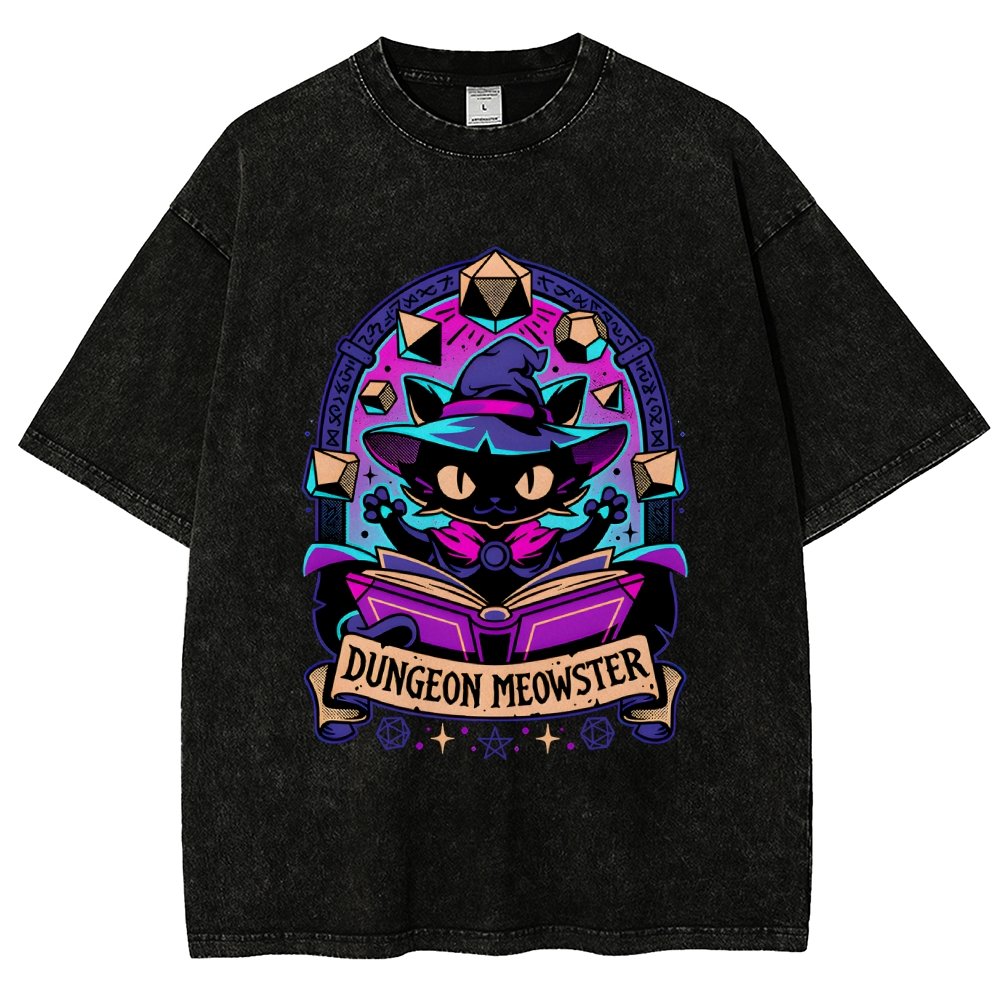 Feline Dungeon Keeper Meowster Vintage Distressed T-shirt