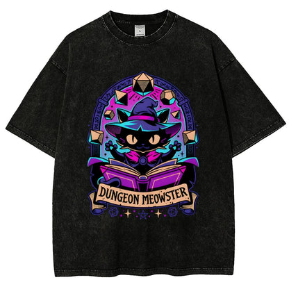 Feline Dungeon Keeper Meowster Vintage Distressed T-shirt