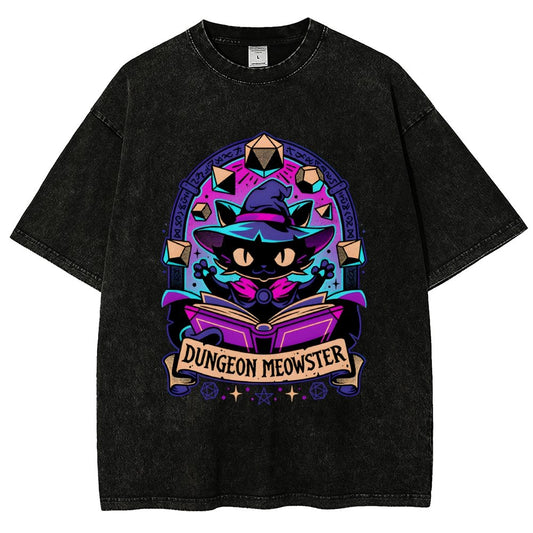 Feline Dungeon Keeper Meowster Vintage Distressed T-shirt