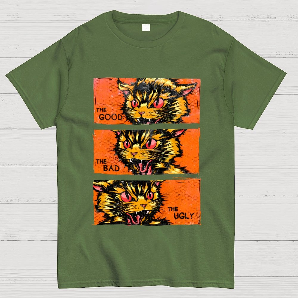 The Good The Bad The Ugly Cat Geek T-Shirt