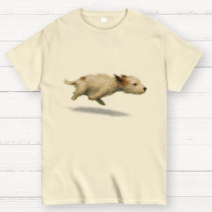 Funny Cute Running Dog Art Print Geek T-Shirt