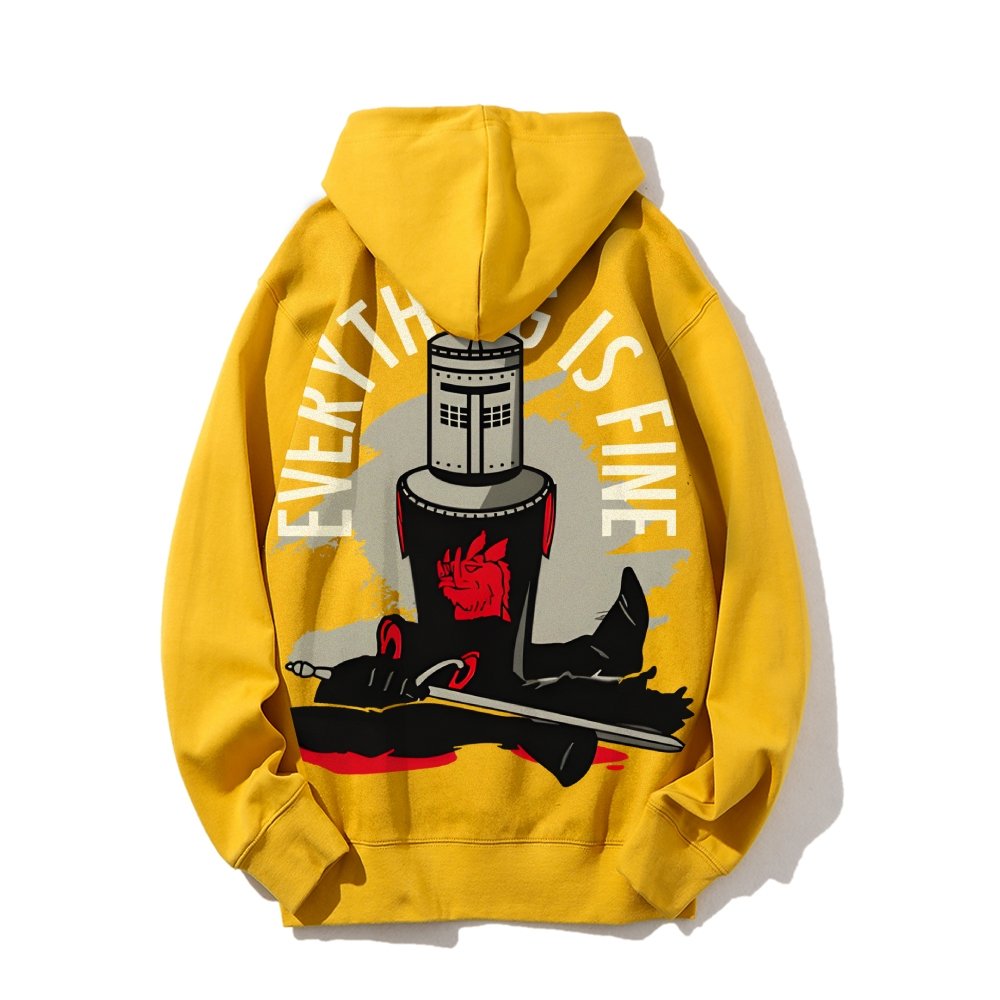 Everything Is Fine Printed Back Cotton Hoodie