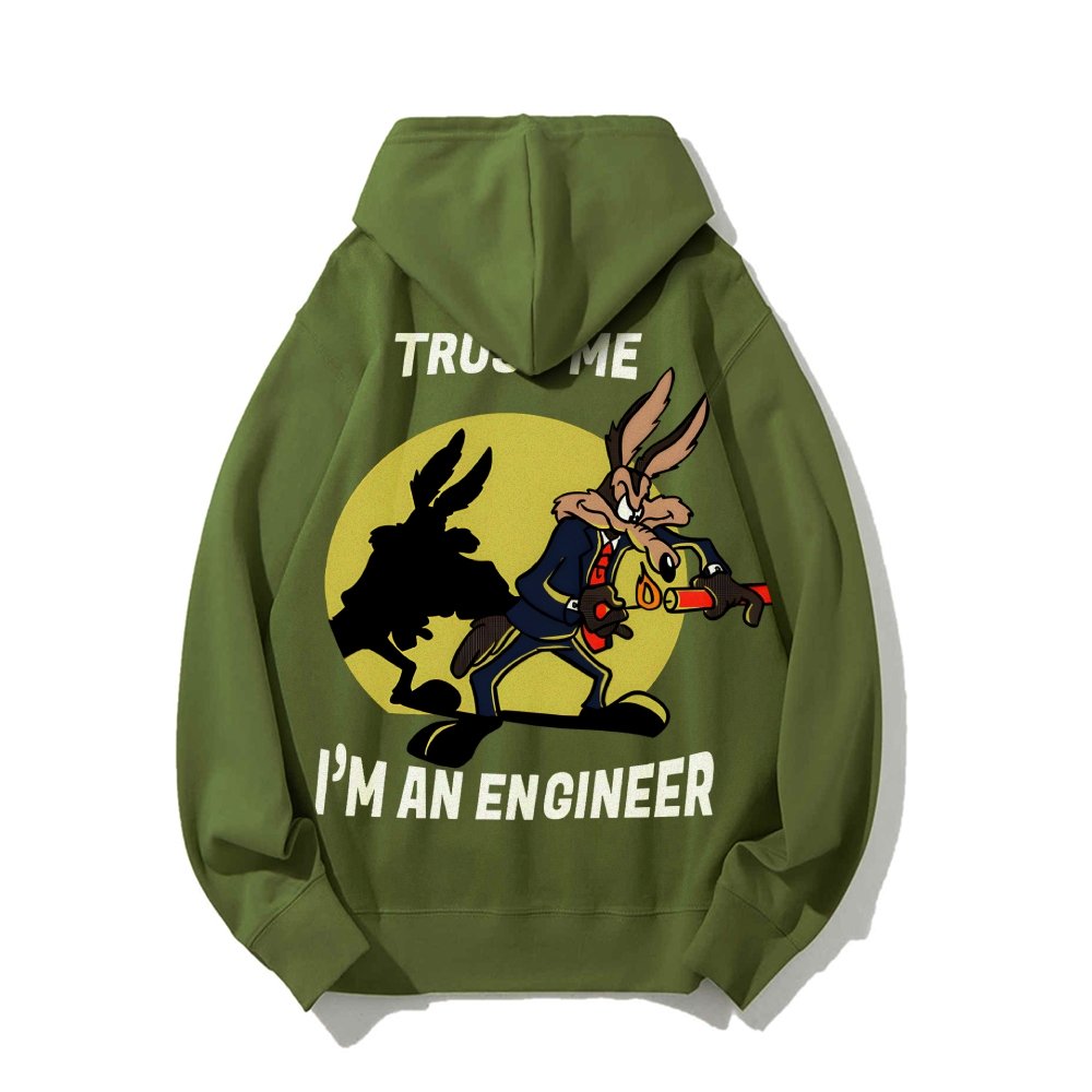 Trust Me I'm An Engineer Printed Back Cotton Hoodie