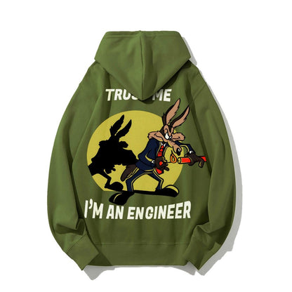 Trust Me I'm An Engineer Printed Back Cotton Hoodie