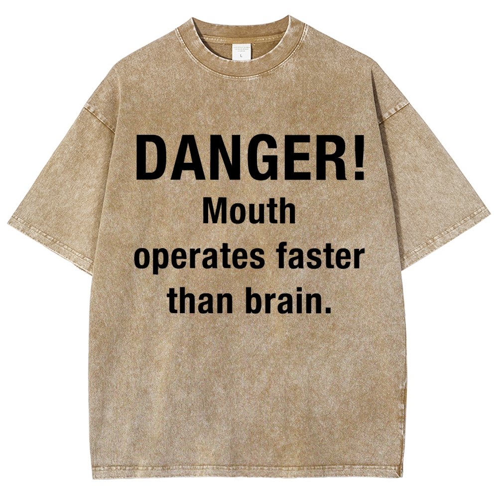 Danger Mouth Works Faster Than Brain Vintage Distressed T-shirt