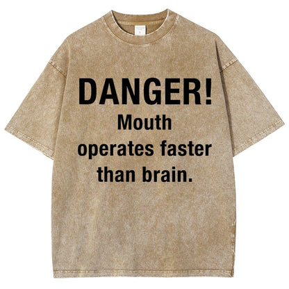 Danger Mouth Works Faster Than Brain Vintage Distressed T-shirt