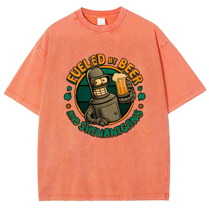 Fueled By Beer Vintage Distressed T-shirt