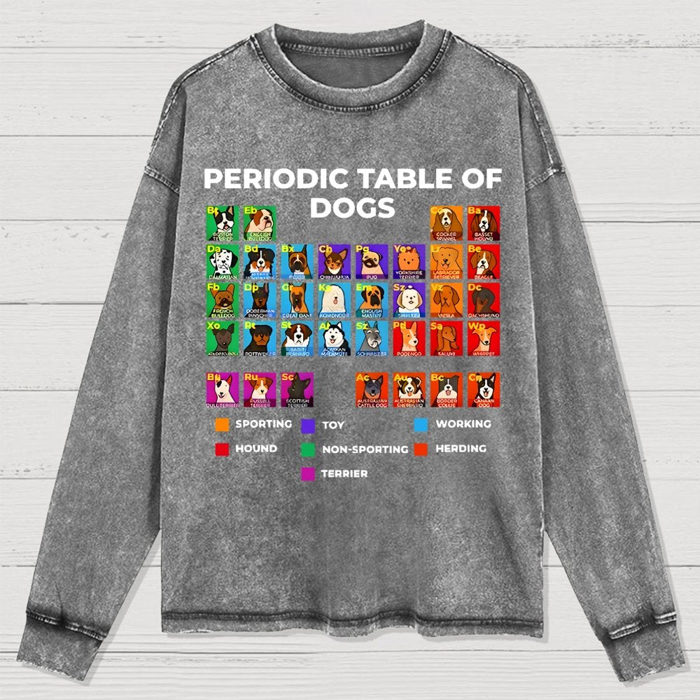 Periodic Table Of Dogs Washed Long Sleeve Tee