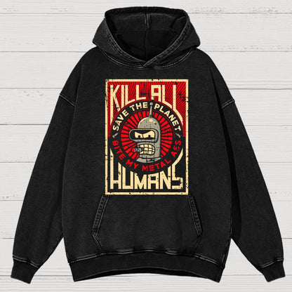 Save The Earth And Kill All Humans Vintage Distressed Hoodie