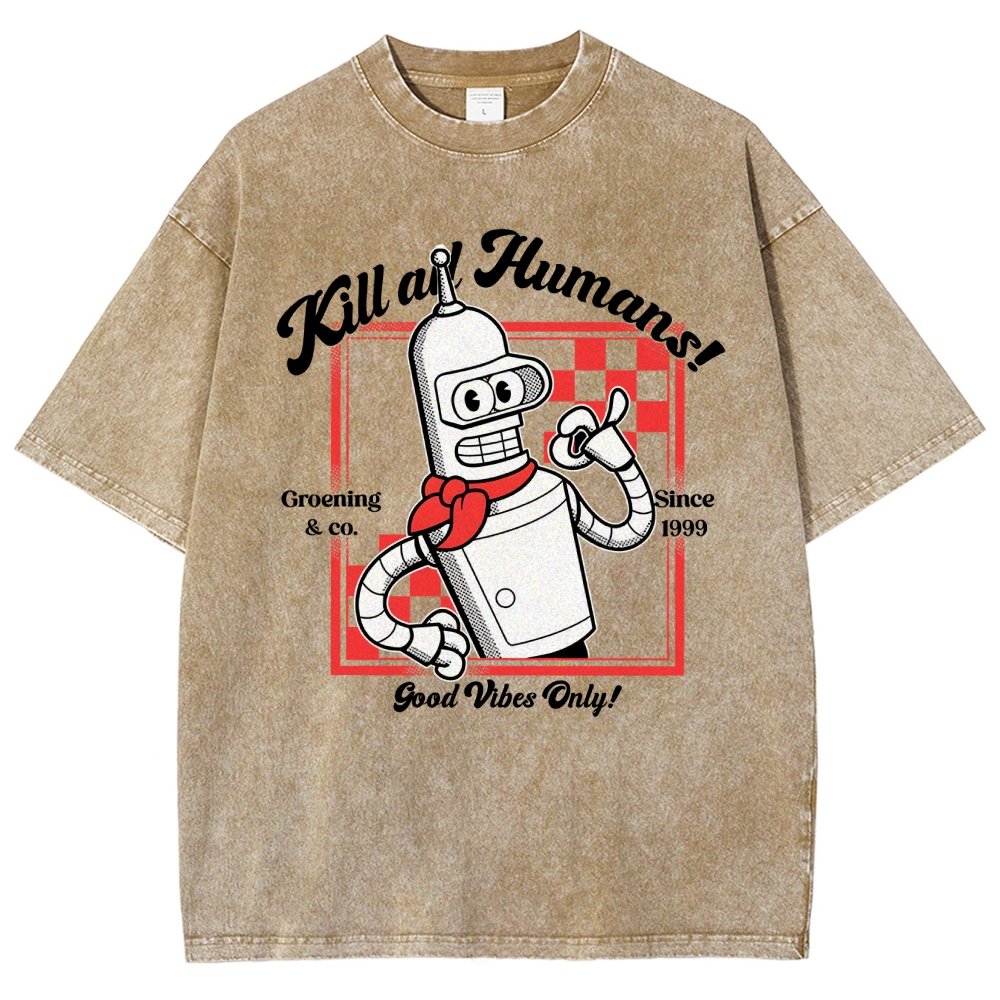 Kill All Humans Vintage Distressed T-shirt