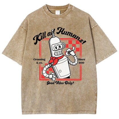 Kill All Humans Vintage Distressed T-shirt