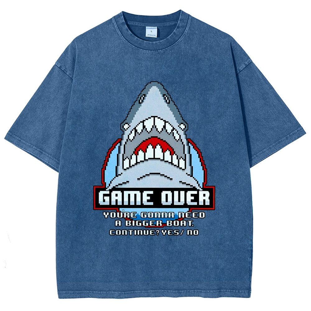 Game Over Shark Vintage Distressed T-shirt