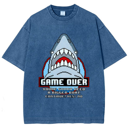 Game Over Shark Vintage Distressed T-shirt