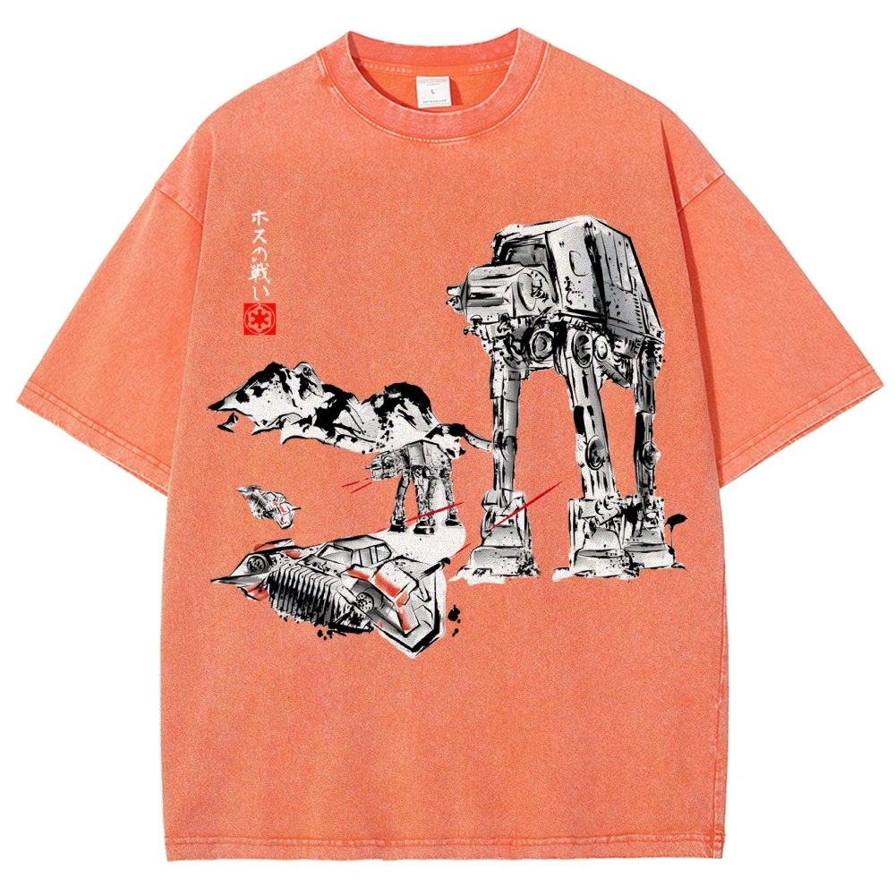 Battle In The Snow Sumi-E Vintage Distressed T-shirt