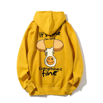 Everything is fine Printed Back Unisex Cotton Hoodie