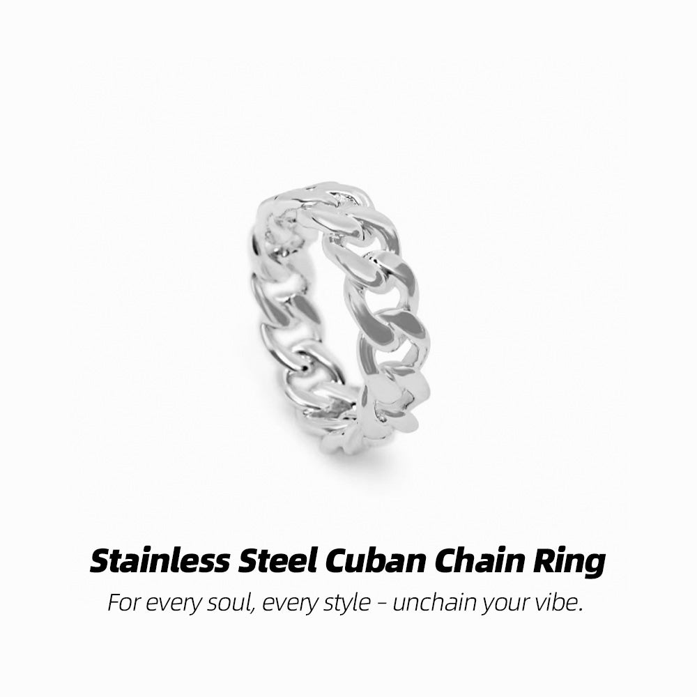 Stainless Steel Cuban Chain Ring | Tiny chain, huge vibe – your daily boost.