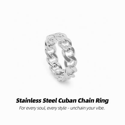 Stainless Steel Cuban Chain Ring | Tiny chain, huge vibe – your daily boost.