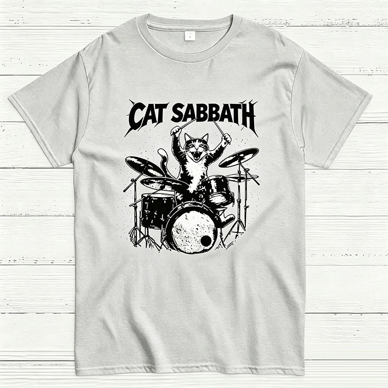 Cat Sabbath Funny Cat Drummer T-Shirt