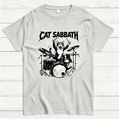 Cat Sabbath Funny Cat Drummer T-Shirt