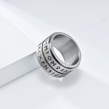 Rotatable Viking Runes Stainless Steel Ring