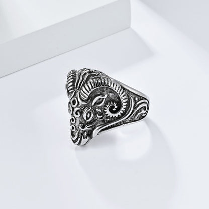 Vintage-Inspired Goat Head Stainless Steel Ring