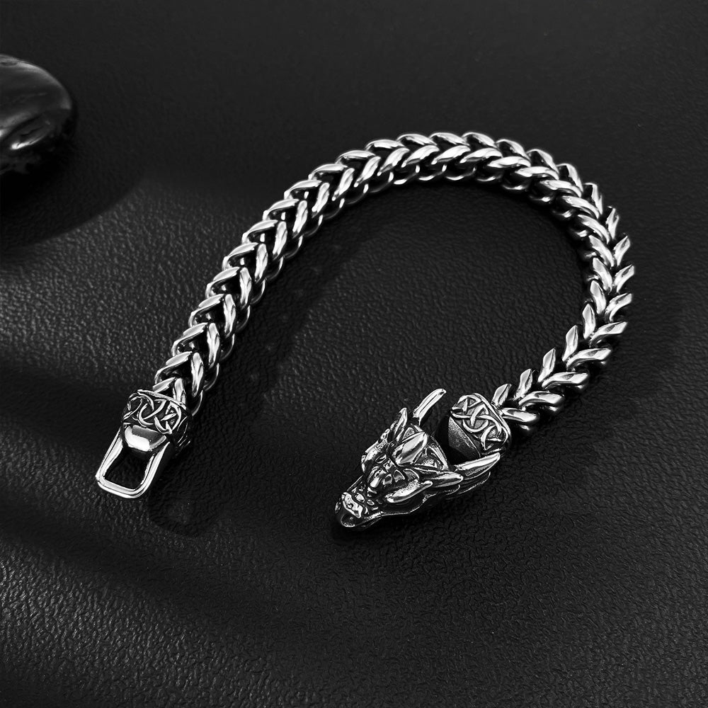 Dragon - Headed Steel Chain Bracele-Let the Dragon Head Ignite Your Boldness Every Day