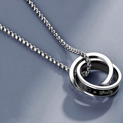 Engraved Eternal Love Necklace - Connected Stainless Steel Rings