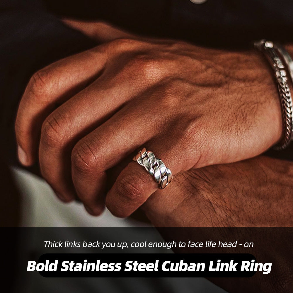 Wide-Link Stainless Steel Cuban Statement Ring | Wear it, instantly max out street charm