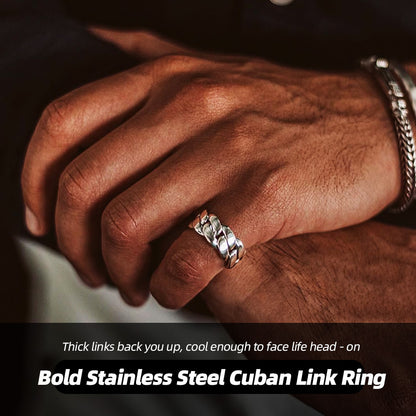 Wide-Link Stainless Steel Cuban Statement Ring | Wear it, instantly max out street charm