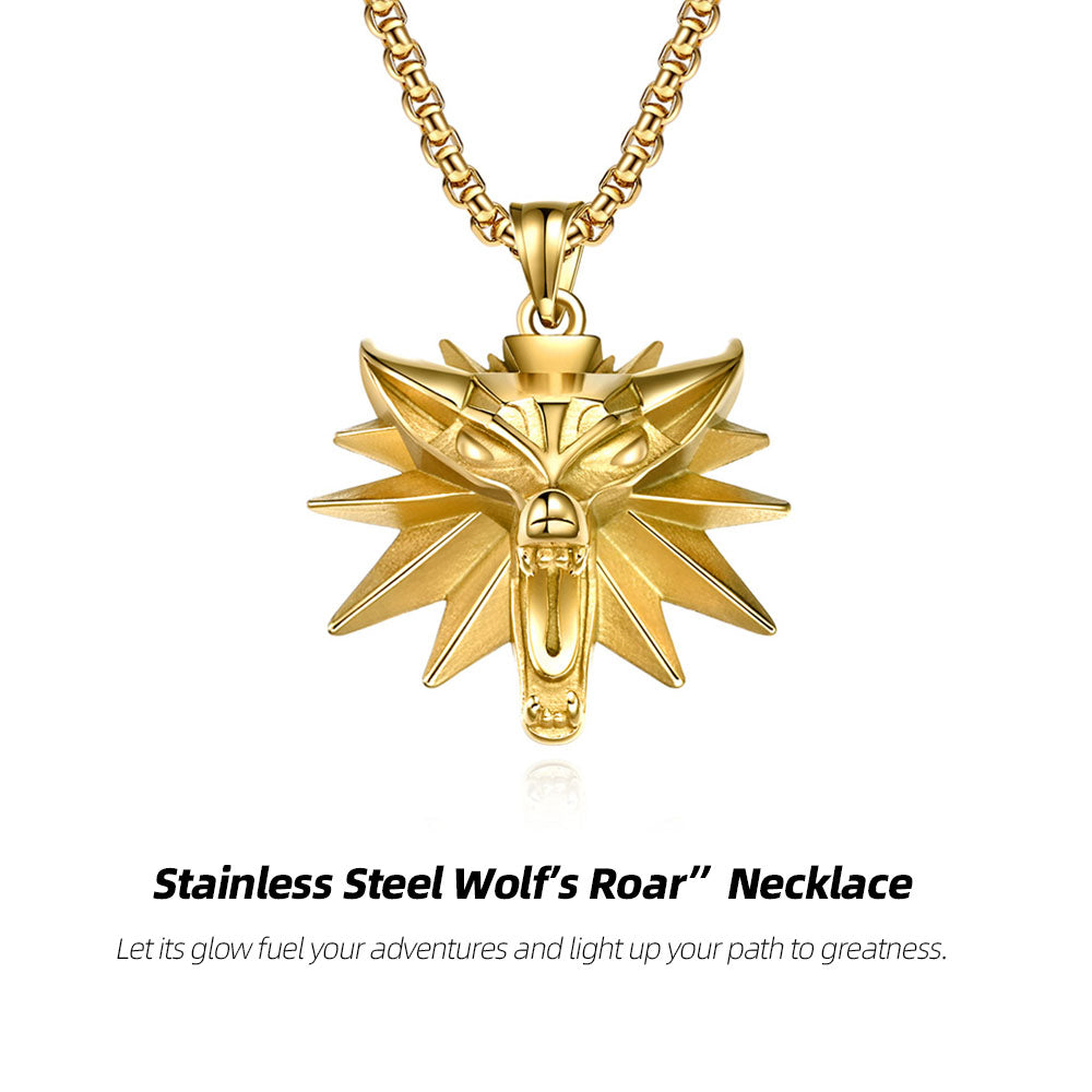 Stainless Steel Wolf’s Roar” Necklace—roar against conformity, wear your wild soul.