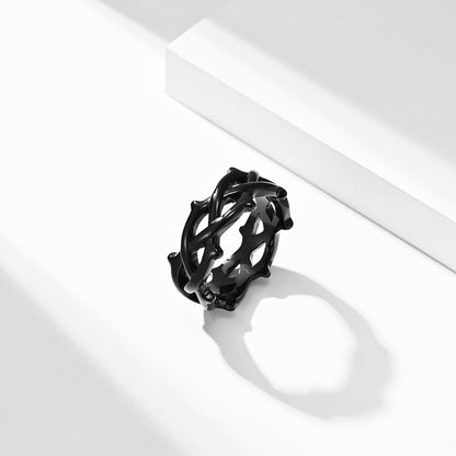 Stainless Steel Vine-Woven Openwork Ring