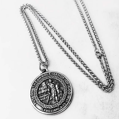 Stainless Steel Knight Shield Necklace | Faith & Armor